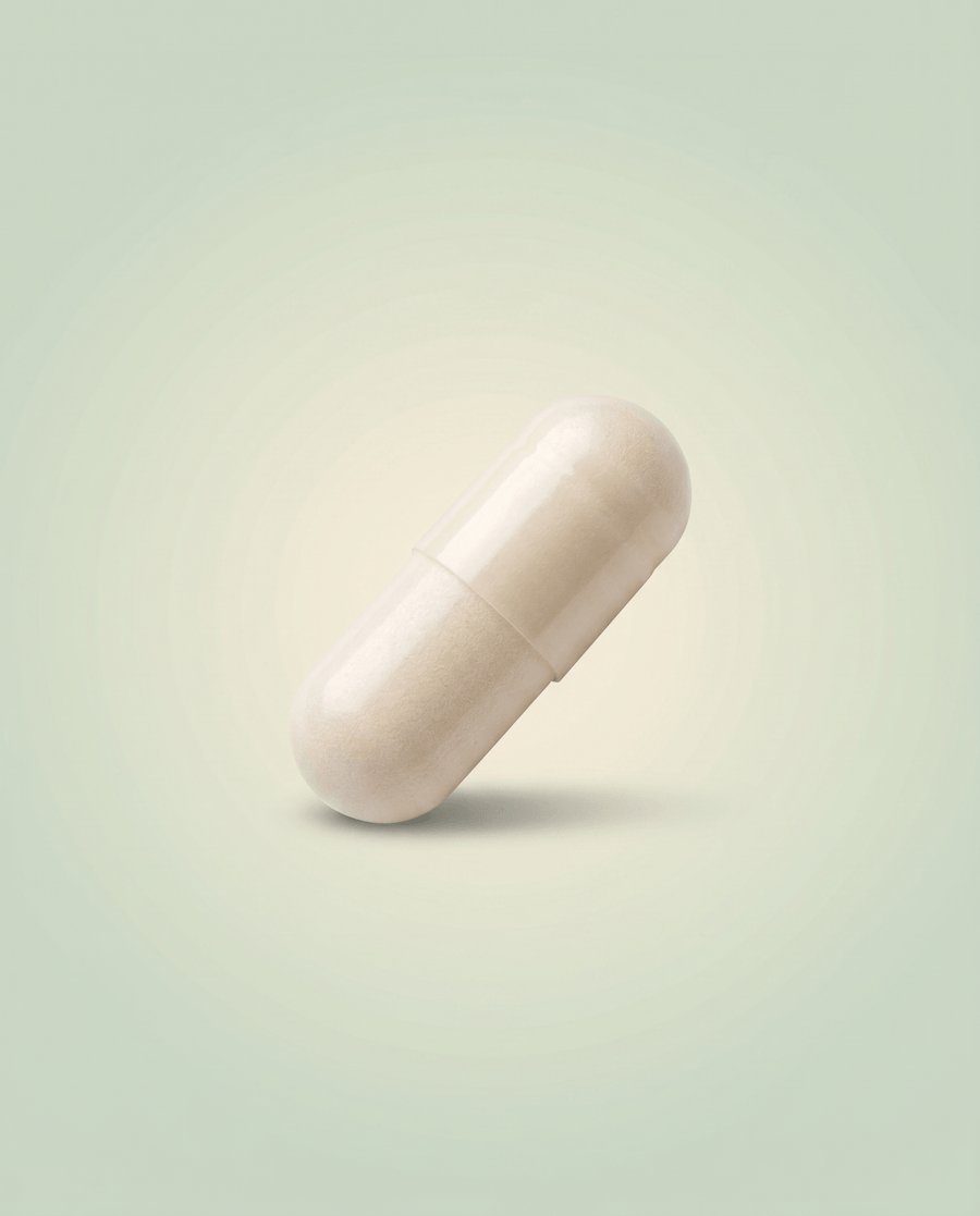 Кремава капсула Lactoflor ProBiotic на бледозелен фон