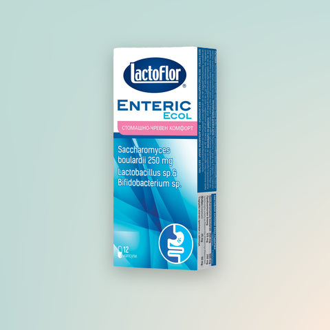 Lactoflor Enteric Ecol пробиотик със Saccharomyces boulardii, 12 капсули