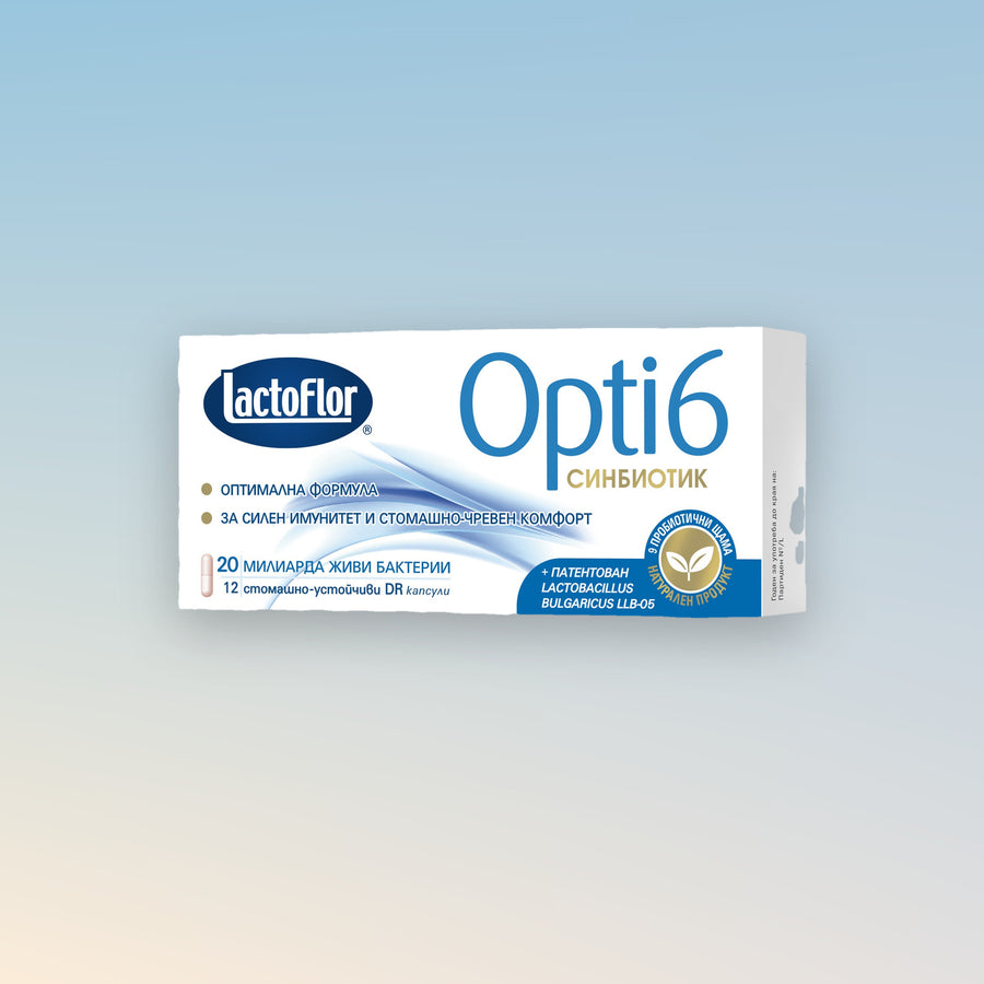 Lactoflor Opti6 синбиотик, опаковка от 12 стомашно-устойчиви DR капсули