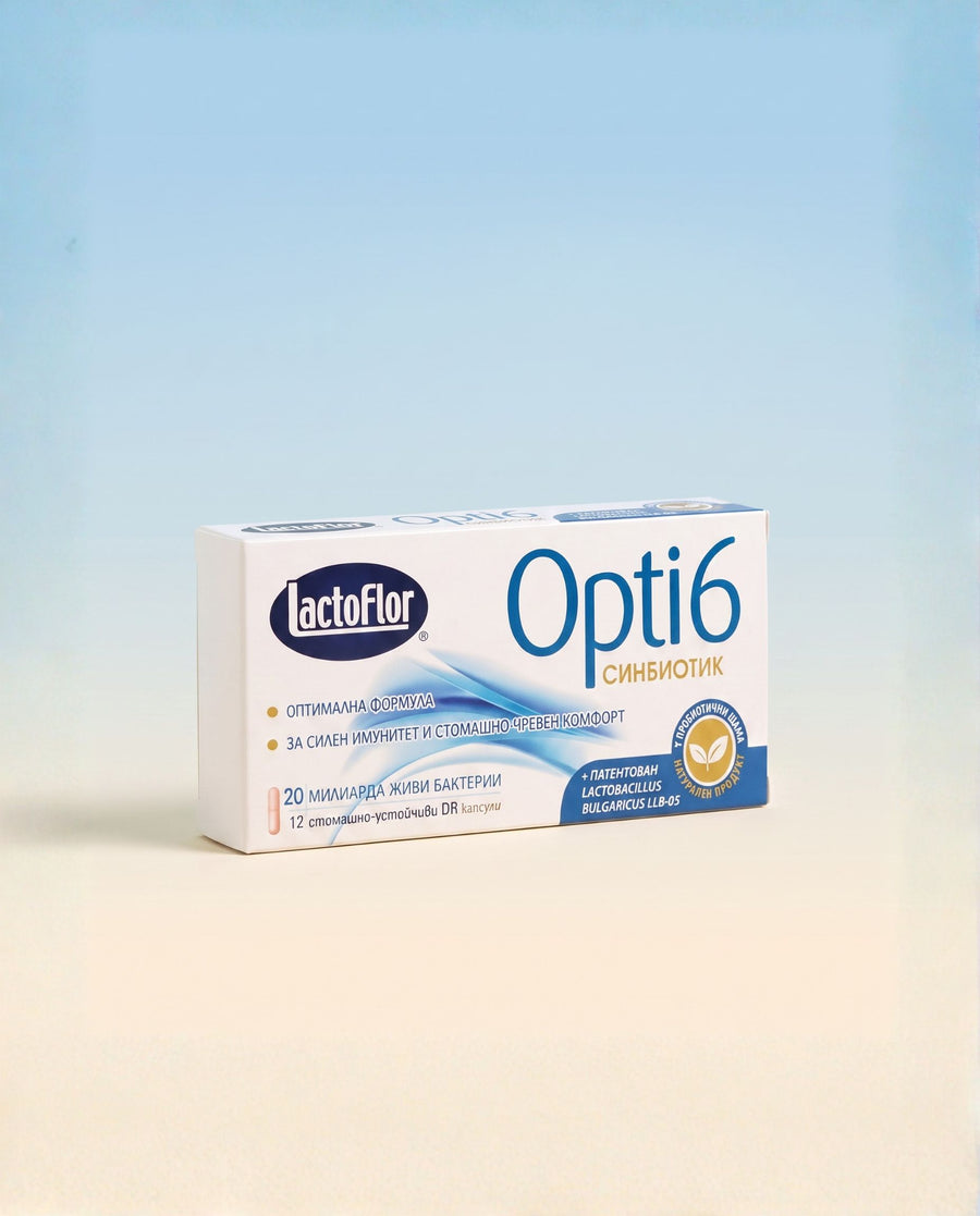 Lactoflor Opti6 синбиотик, опаковка от 12 стомашно-устойчиви DR капсули