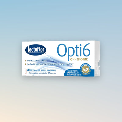 Lactoflor Opti6 синбиотик, опаковка от 12 стомашно-устойчиви DR капсули