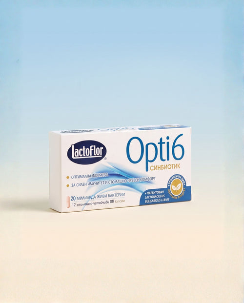 Lactoflor Opti6 synbiotic, pack of 12 gastro-resistant DR capsules